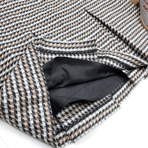 Talbots Grey Cream Black Pleated Wool Blend Skirt Sz 10p - Picture 8 of 12